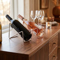 Wine Bottle Display Rack Iron Decorative Wine Storage Stand for Home Bar Kitchen Countertop, Sturdy Metal Construction with Elegant Design, 2 Pieces Set
