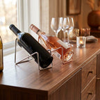 Wine Bottle Display Rack Iron Decorative Wine Storage Stand for Home Bar Kitchen Countertop, Sturdy Metal Construction with Elegant Design, 2 Pieces Set