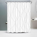 Punkray Grey Shadow Shower Curtain for Bathroom with Hooks, Shower Curtain Set Stripe Bath Curtains Decor White Shower Curtains Weighted Hem Washable, 60 x 72