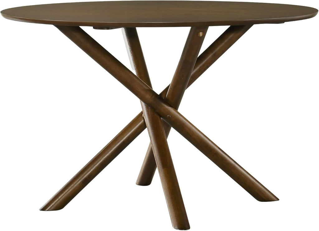 Roundhill Furniture Arnott Round Dining Table, Walnut Finish