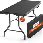 6FT Folding Table with Carrying Handle: Upgrade Thickened Heavy Duty Portable Foldable Table | Plastic Folding Tables for Party, Dining, Wedding, Events, Picnic Indoor, Outdoor, Camping, Utility Black