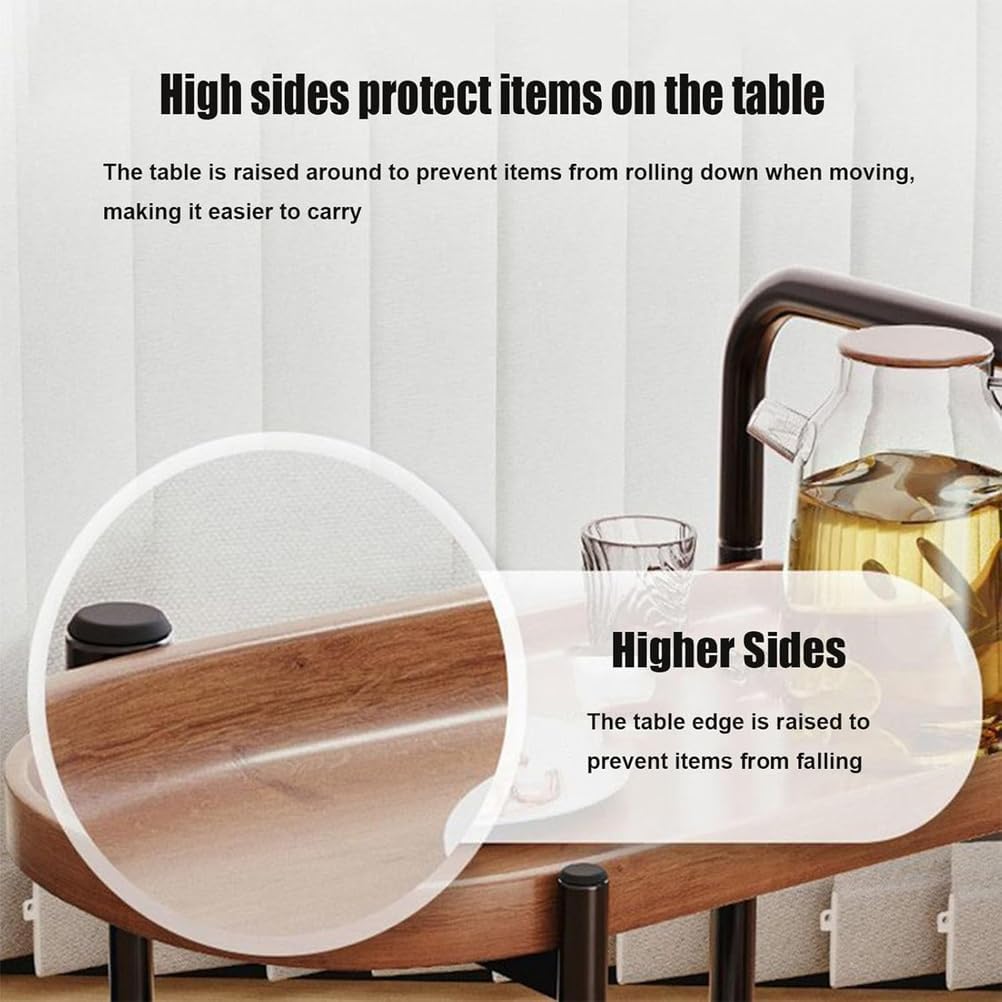 2-Tier Side Table with Handle and Faux Marble Shelves, Couch Movable Bedside Table, Utility Cart Serving Cart with Wheels, Utility Snack Storage Organizer Serving Cart for Home Kitchen,White