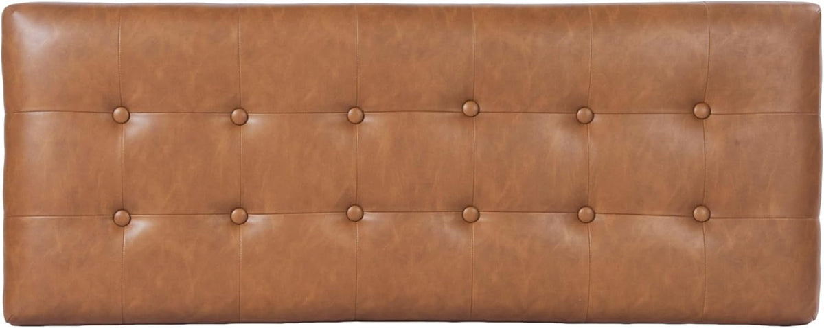 HomePop 46" Tufted Storage Bench - Vintage Saddle Brown