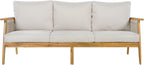 Christopher Knight Home Outdoor 3 Seater Patio Sofa with Acacia Wood Frame and Rope Weave Design, Cushioned Garden Couch with Removable Covers for Patio Deck Balcony, Teak and Beige