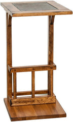 Benzara Marv Side Table with Magazine Rack- 13 Inch- Rustic Oak Finish Wood