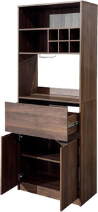 KEIKI 70.87" H Tall Kitchen Pantry Wine Bar Storage Cabinet with Countertop, Wine Rack, Glass Holder, Drawers, Wood Freestanding Hutch Food Pantries Cupboard for Coffee, Dining Living Room