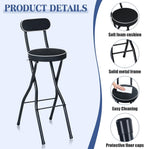 Thyle 1 Pcs 29.5 Inch Folding Bar Stool with Backrest Tall Foldable Stool Chair with Cushioned Padded Portable Collapsible Counter Height Chair for Kitchen Island Shop Cafe Dining Room