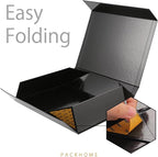 PACKHOME 6 Large Gift Boxes 13.5x10x3.5 Inches, Sturdy Shirt Boxes with Magnetic Lids for Multiple Occasions (Glossy Black)