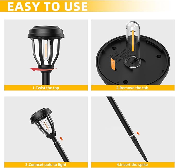 DERAYSION 12 Pack Solar Lights Outdoor, Solar Pathway Lights Auto On/Off Waterproof Garden Landscape Lighting for Path, Yard, Walkway, Driveway Decor