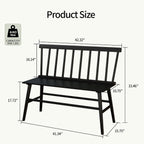 APRTAT Bamboo Entryway Bench, Dining Bench with Spindle Back (Black) | Natural Bamboo & H-Shaped Support, Spindle Back, Ideal for entryways, bedrooms, outdoor settings, Easy Assembly & Clean