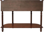 LKTART 43.3" Solid Wood Vintage Curved Console Table, Half Moon Sofa Table Entryway Table with 2 Drawers and Open Shelves Rubber Wood Legs for Living Room Hallway Entryway, Walnut