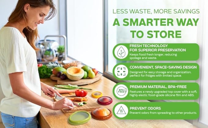 Avocado Saver and Holder - Reusable Storage Containers for Fridge - Avocado Pods, Avocado Keeper, Veggie Savers – Silicone Food Saver for Half Cut Avocados