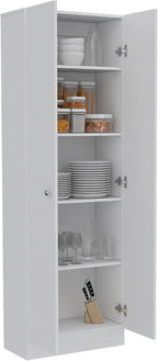Multistorage 5-Shelf Pantry Cabinet with Double Doors - White