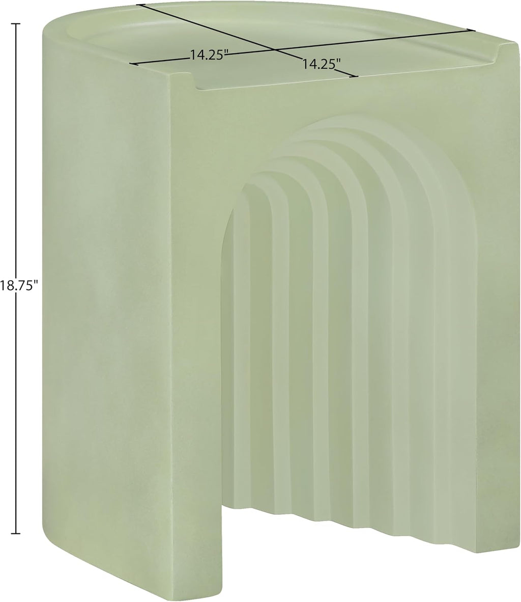 Meridian Furniture 646Green-ET Avenda Collection Art Deco End Table with Finished Concrete that can be Used for Indoors or Outdoors, 14.25" W x 14.25" D x 18.75" H