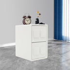Modern Minimalist End Table, with 2 Drawers Bedside Table, Bedside Nightstand for Bedroom, Living Room, Office, 15.75x11.81x19.69 Inches (White)