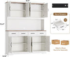 71'' Tall Pantry Cabinet with Charging Station, Large Modern Pantry Storage Cabinet with Adjustable Shelves, 4 Drawers & 4 Cabinets, 41'' Wide Kitchen Hutch with Countertop for Dining Room, White