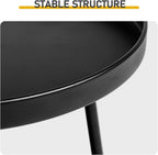 Vasitelan 2 Tier Side End Table Metal Round Coffee Tables Nightstand for Small Spaces Indoor Outdoor