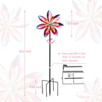 MUMTOP Wind Spinner Outdoor Large, 62 Inch Metal LED Solar Wind Sculptures Windmill for Yard Art, Garden Decor