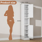 Tokawa 67" Tall Narrow Pantry Cabinet, 12 Inch Wide Kitchen Metal Storage Cabinets with Breathable Mesh Doors, Slim Bathroom Storage Cabinet with 4 Adjustable Shelves, White