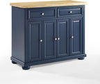 HomeStock Renaissance Rhapsody Kitchen Island with Durable Top and Optional Casters - Island/Cart, Versatile Storage Kitchen Island, Elegant Kitchen Cart Navy