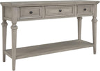 Knocbel 50" Retro Style Console Table Solid Wood Frame Sofa Table with Bottom Open Shelves and 3 Top Storage Drawers Entryway Table for Living Room, Coffee Bar, Hallway, Front Hall
