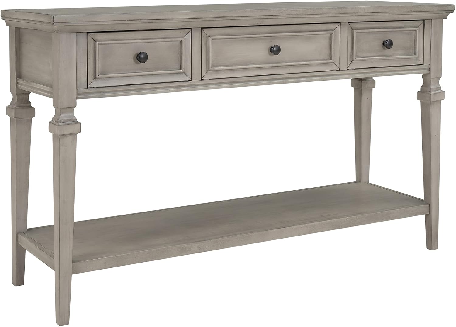 Knocbel 50" Retro Style Console Table Solid Wood Frame Sofa Table with Bottom Open Shelves and 3 Top Storage Drawers Entryway Table for Living Room, Coffee Bar, Hallway, Front Hall