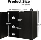 Rophefx Fluted Sideboard Cabinet, Buffet Cabinet with Storage, Credenza Storage Cabinets with Adjustable Shelf, Wood Entryway Cabinets with Pop-up Doors for Living Room, Entryway, Hallway, Black