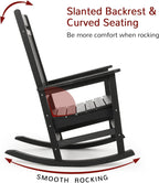 Stoog All-Weather Outdoor Rocking Chairs Set of 2, Oversized Rocking Chairs with 400 lbs Weight Capacity, for Backyard, Fire Pit, Lawn, Garden, Black