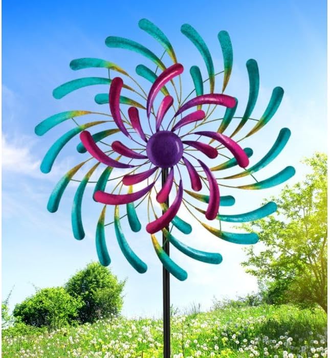 Regal Art & Gift Wave Wind Spinner – Metal Yard Decorations Outdoor | Kinetic Garden Spinner for Lawn, Pathway, or Flower Bed | Weather-Resistant Outdoor Sculpture - 32 Inch
