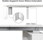 Transformer Table Expandable Dining Table - Modern White Rectangular Furniture, Up to 118.50 in for 6-10 People with Space Saving Design for Dining Area Family Gathering