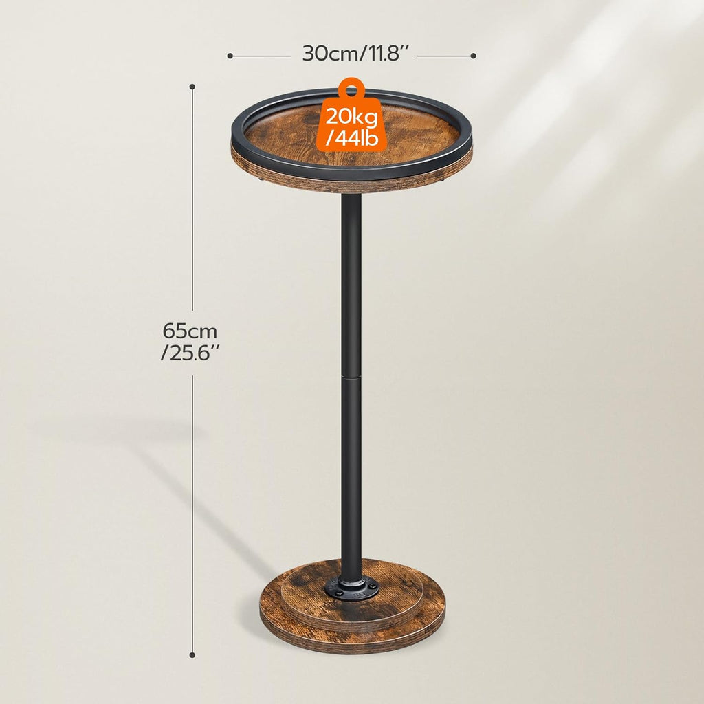 HOOBRO Small Round Side Table, Drink Table, Coffee Martini Table with Pedestal Accent for Small Spaces in Living Room, Bedroom, Sofa Couch, Rustic Brown BF168BZ01