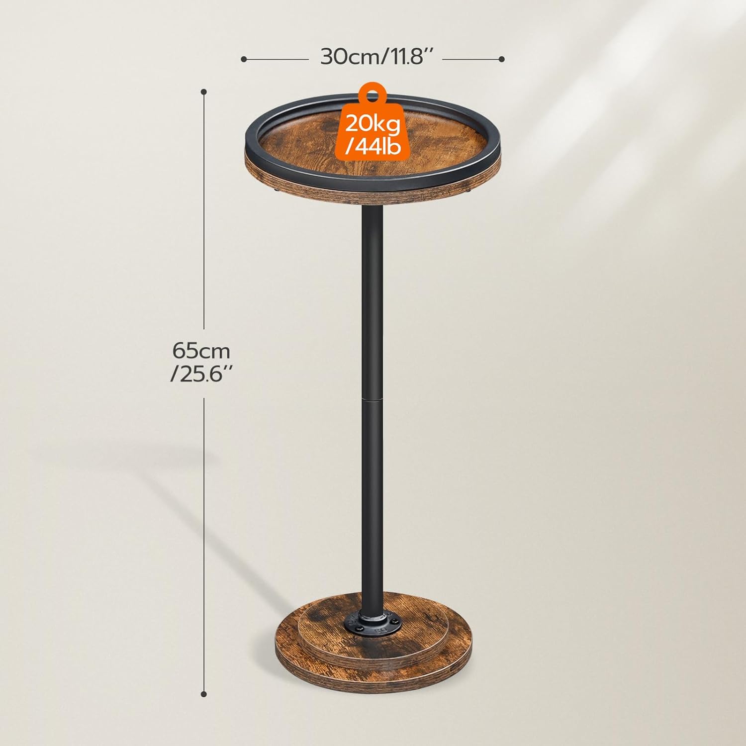 HOOBRO Small Round Side Table, Drink Table, Coffee Martini Table with Pedestal Accent for Small Spaces in Living Room, Bedroom, Sofa Couch, Rustic Brown BF168BZ01