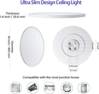 ocioc 18inch Flush Mount Ceiling Light Fixture with Remote Control, 40W, 2000K Nightlight, 3000K-6500K Color Changeable, LED Ceiling Light for Living Room/Bedroom/Kitchen White