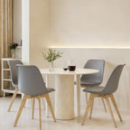 YLGJ&TIDY Modern Dining Chairs Set of 4 PU Leather Upholstered Chairs with Wooden Legs Mid Century Soft Padded Kitchen Chairs for Living Room Bedroom Dining Room Patio (Gray, Pack of 4)