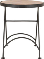 East at Main Nadine Round Folding Side Table, Sand Mango Wood & Black Iron, Small Space End Table