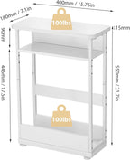 Narrow Side Table,3-Tier Slim End Table with Storage Shelf,Modern Sofa Table Thin Side Table for Narrow and Small Spaces, Skinny Bedside Table Small Nightstand with Magazine Rack Space Saving/White