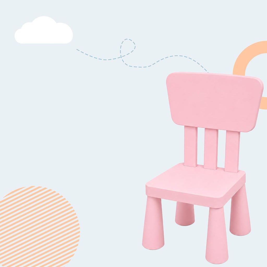 Relaxdays Children's Furniture Set, 1 Children's Table, 2 Chairs, Wipe-Clean, Lightweight Plastic, Seating Corner for Children's Room, Pink