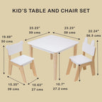 Mentari Toys - Kid’s Table and Chair Set - Wooden Easy Clean Table and 2 Animal Themed Chairs - Children’s Playroom, Classroom Furniture - Sturdy Set for Play and Learning - Age 3+