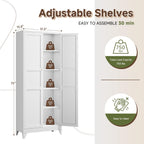 Letaya 75" H Metal Storage Cabinet with 2 Doors and 4 Shelves,Tall Kitchen Pantry Cabinets,Farmhouse Utility Pantry Organizers for Cupboard/Dining/Bathroom/Home Office/Garage Room,White