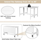 GDFStudio Marford 47" Extendable Dining Table, Modern Rectangular Kitchen Dinner Table for 4 with Drop Leaf, Wooden Dining Furniture for Kitchen Office Conference Room, Console Dining Table, White