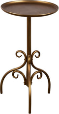 Round Side Table, Small Metal Drink Table for Small Spaces, Modern Martini Table for Living Room, Bedroom, Corners, and Office (Antique Brass)