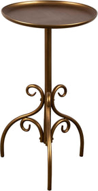 Round Side Table, Small Metal Drink Table for Small Spaces, Modern Martini Table for Living Room, Bedroom, Corners, and Office (Antique Brass)
