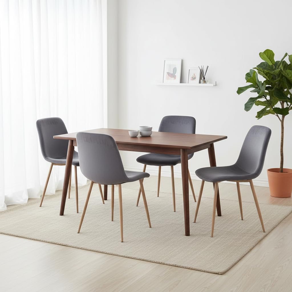Velvet Dining Chairs Set of 4, Modern Kitchen Chairs, Metal Legs, Upholstered Dining Accent Side Chairs for Living Room Dining Room, Grey