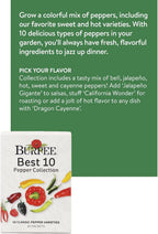 Burpee Best Collection | 10 Packets of Non-GMO Fresh Mix of Hot Pepper & Sweet Varieties | Jalapeno, Bell Pepper Seeds & More, Seeds for Planting