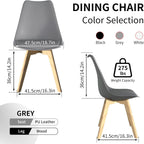YLGJ&TIDY Modern Dining Chairs Set of 4 PU Leather Upholstered Chairs with Wooden Legs Mid Century Soft Padded Kitchen Chairs for Living Room Bedroom Dining Room Patio (Gray, Pack of 4)