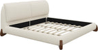 Merax King Chenille Platform Bed with 2 Removable Headboard Pillows, Beige