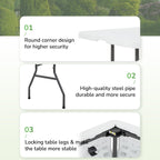 PayLessHere | 6FT Folding Table | Portable Plastic Table with Carry Handle | Waterproof & Foldable Table Design | Steel Frame with Lock | White | for Events, Camping, Indoor & Outdoor Use