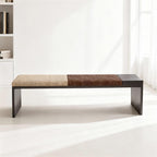 Modern Fabric Bench for Office Area Casual Dressing Room Bedroom Wooden Bed end Entryway(Medium)