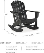Signature Design by Ashley Sundown Treasure Outdoor Rocking Chair in Black, All-Weather Adirondack Patio Rocker, Durable Weather Resistant HDPE, 250 lb Capacity, 1 Built-In Cup Holder
