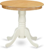 East West Furniture EMT-OLW-TP Eden Dining Room Table - a Round kitchen Table Top with Pedestal Base, 30x30 Inch, Oak & Linen White